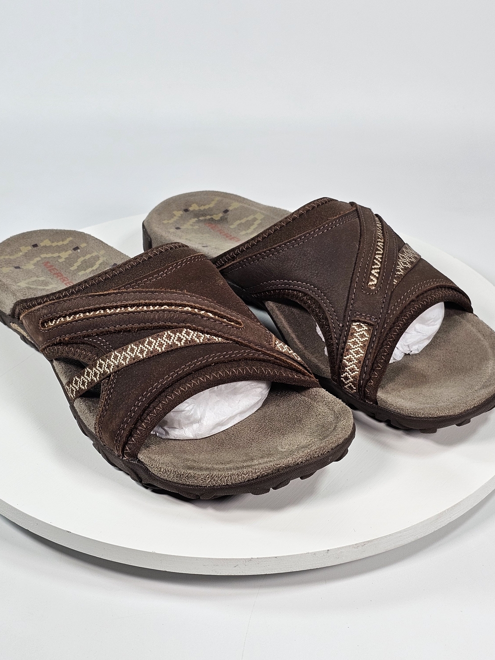 Merrell BrownNubuck Leather Slide Sandals Women Size 6